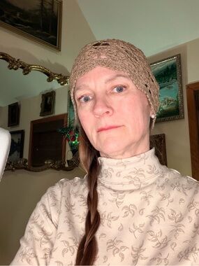 Open lacey crochet cotton skull cap